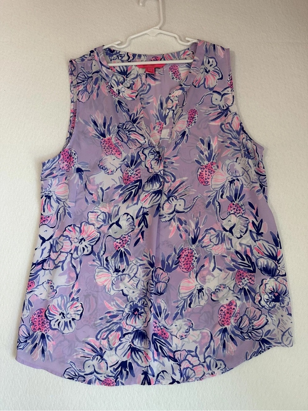 Lilly Pulitzer Lavender Floral Sleeveless V-Neck Tank